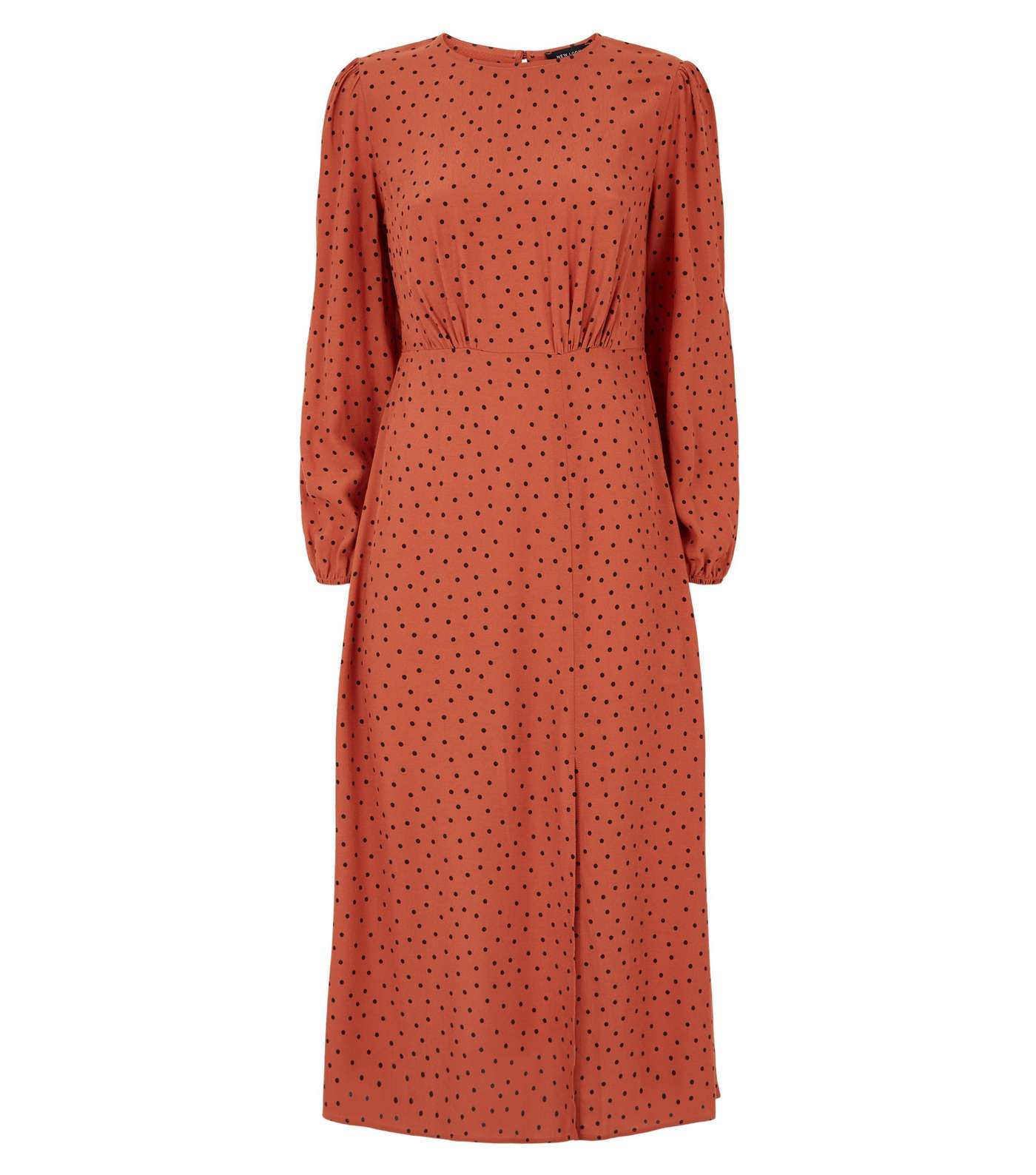 Rust Spot Long Sleeve Midi Dress Image 4