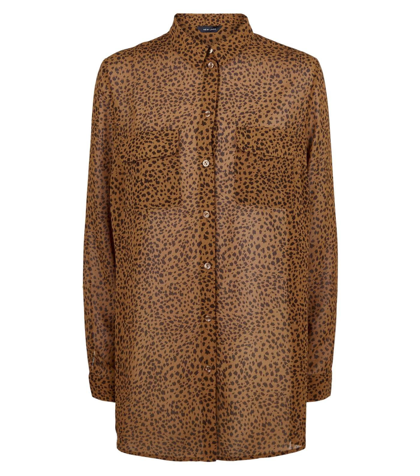 Brown Leopard Print Chiffon Shirt  Image 4