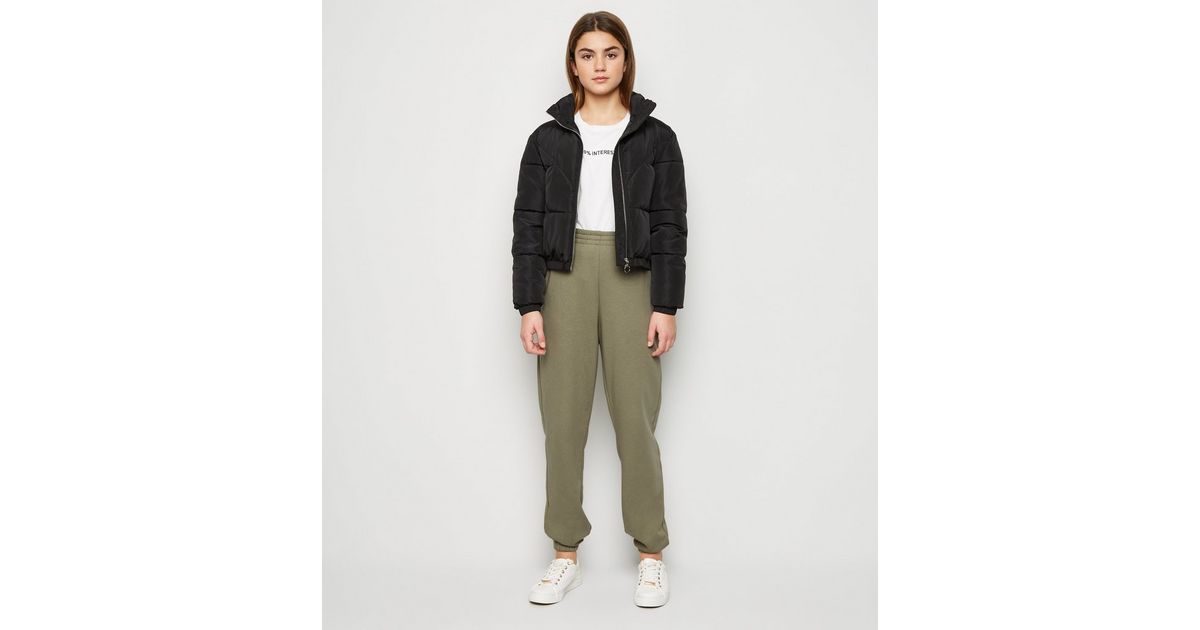 Girls Khaki Jersey Cuffed Joggers | New Look