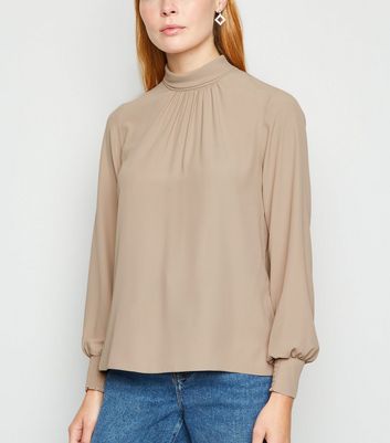 high neck long sleeve blouse