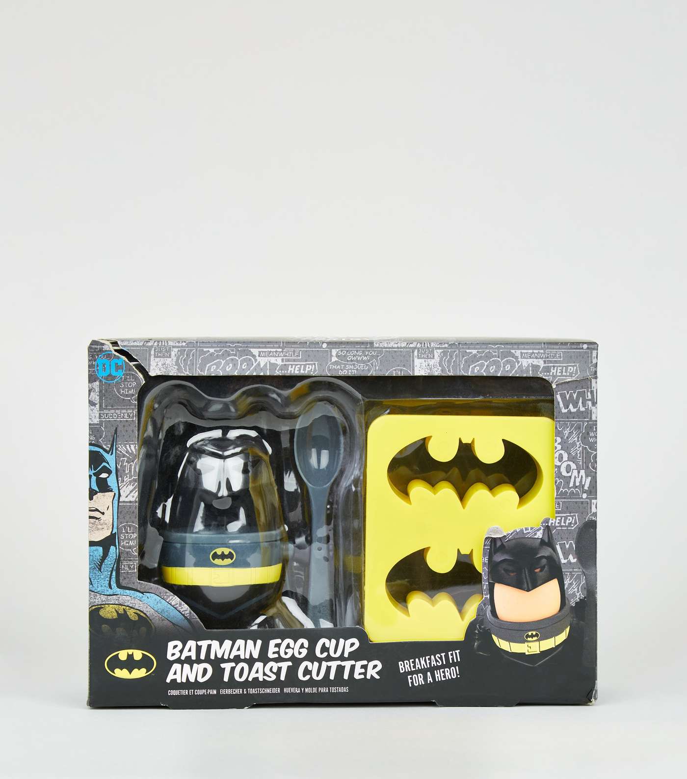 Black Batman Egg Cup and Toast Cutter Set