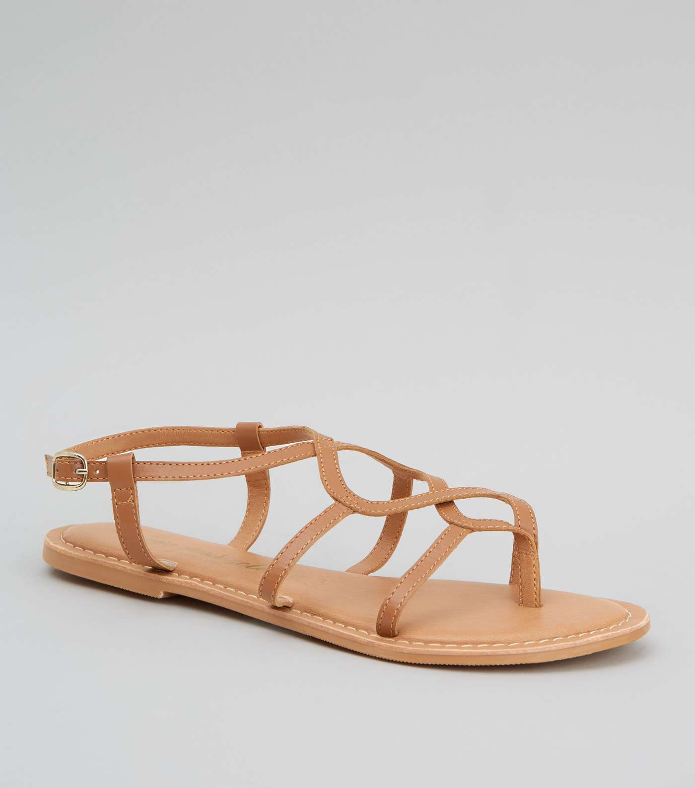Tan Leather Twist Strappy Sandals