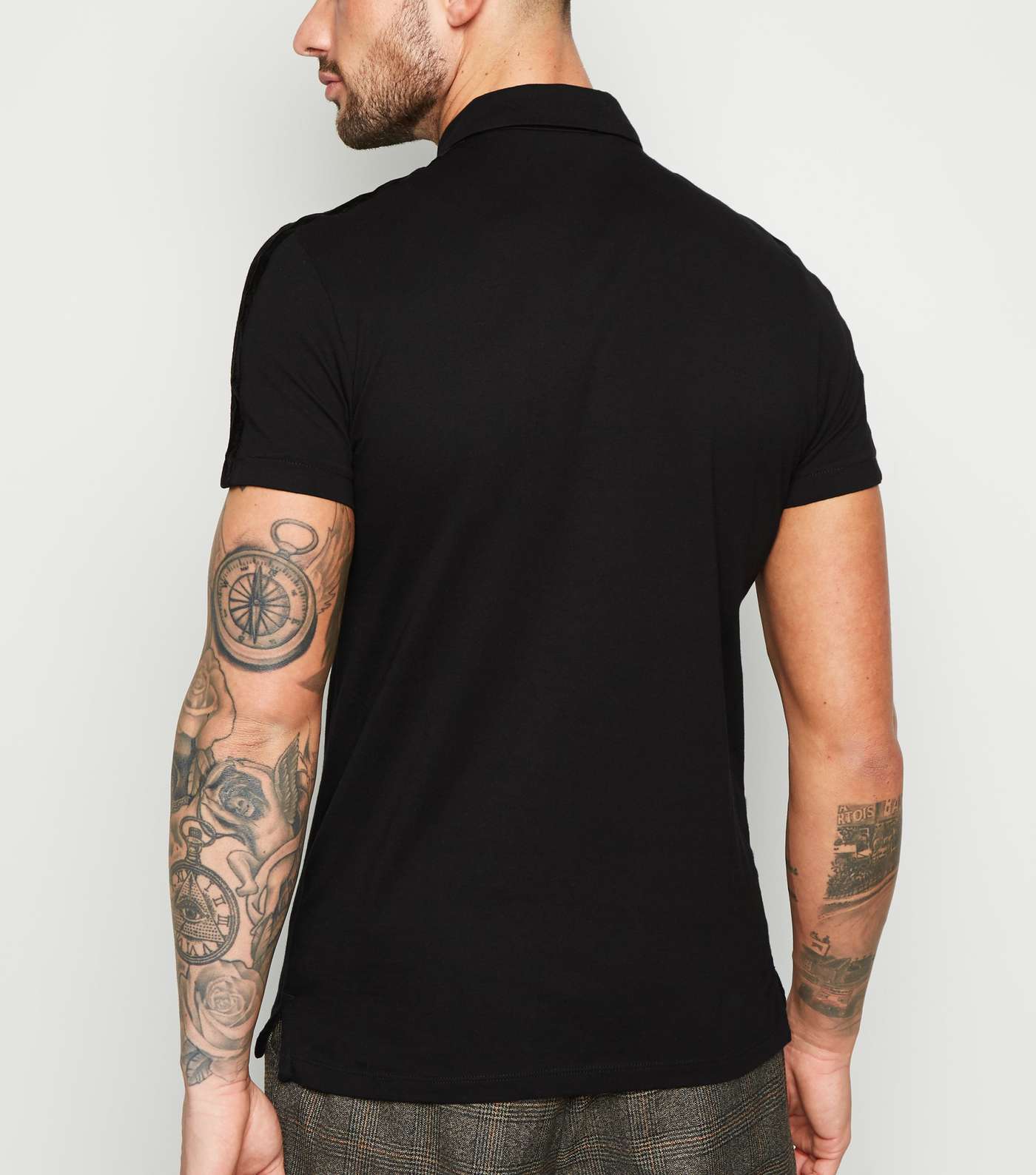 Black Velvet Trim Polo Shirt Image 3