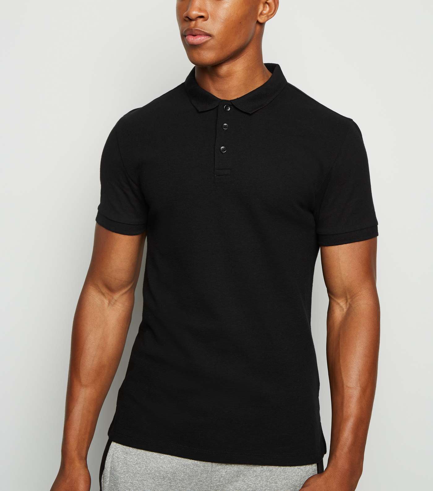 Black Ribbed Polo Shirt