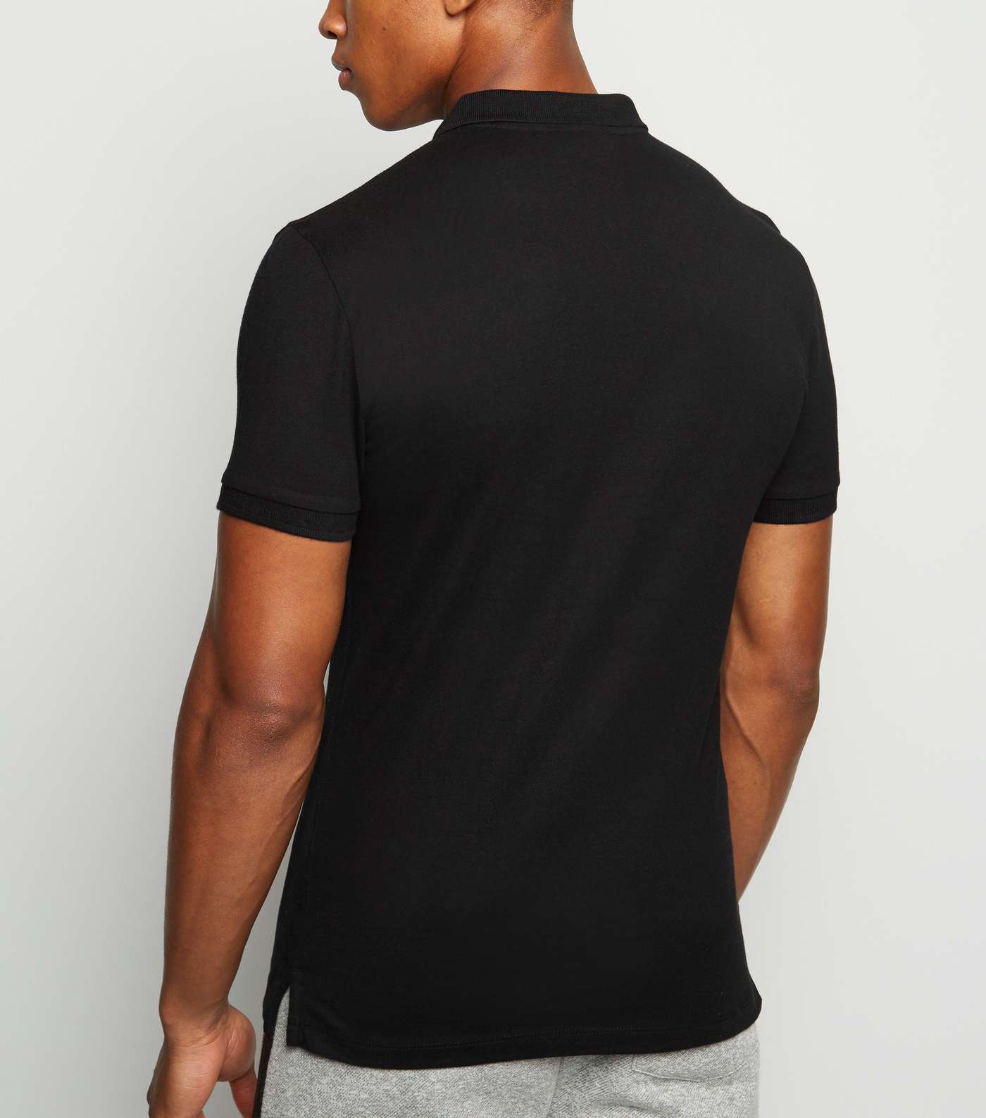Black Ribbed Polo Shirt Image 3