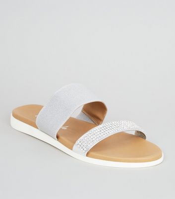 double strap footbed sliders