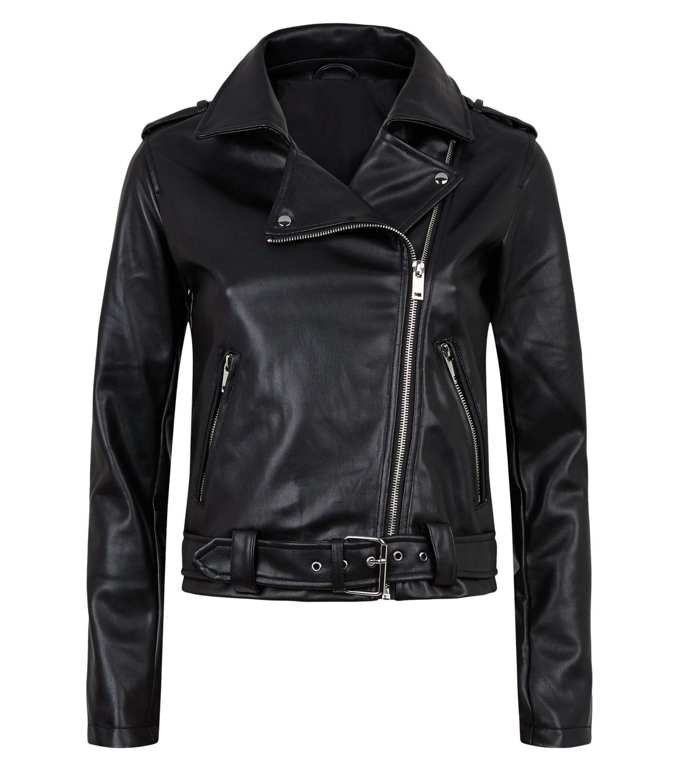 Urban Bliss Black Leather-Look Biker Jacket Image 4