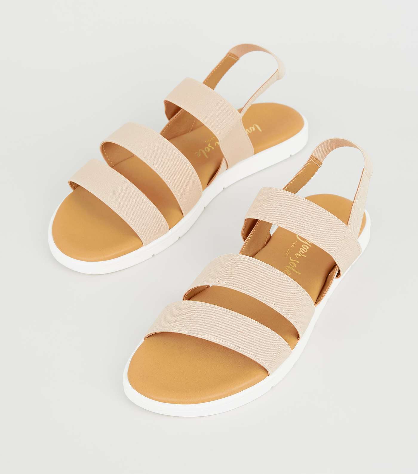 Pale Pink Elastic Strap Chunky Flat Sandals  Image 3