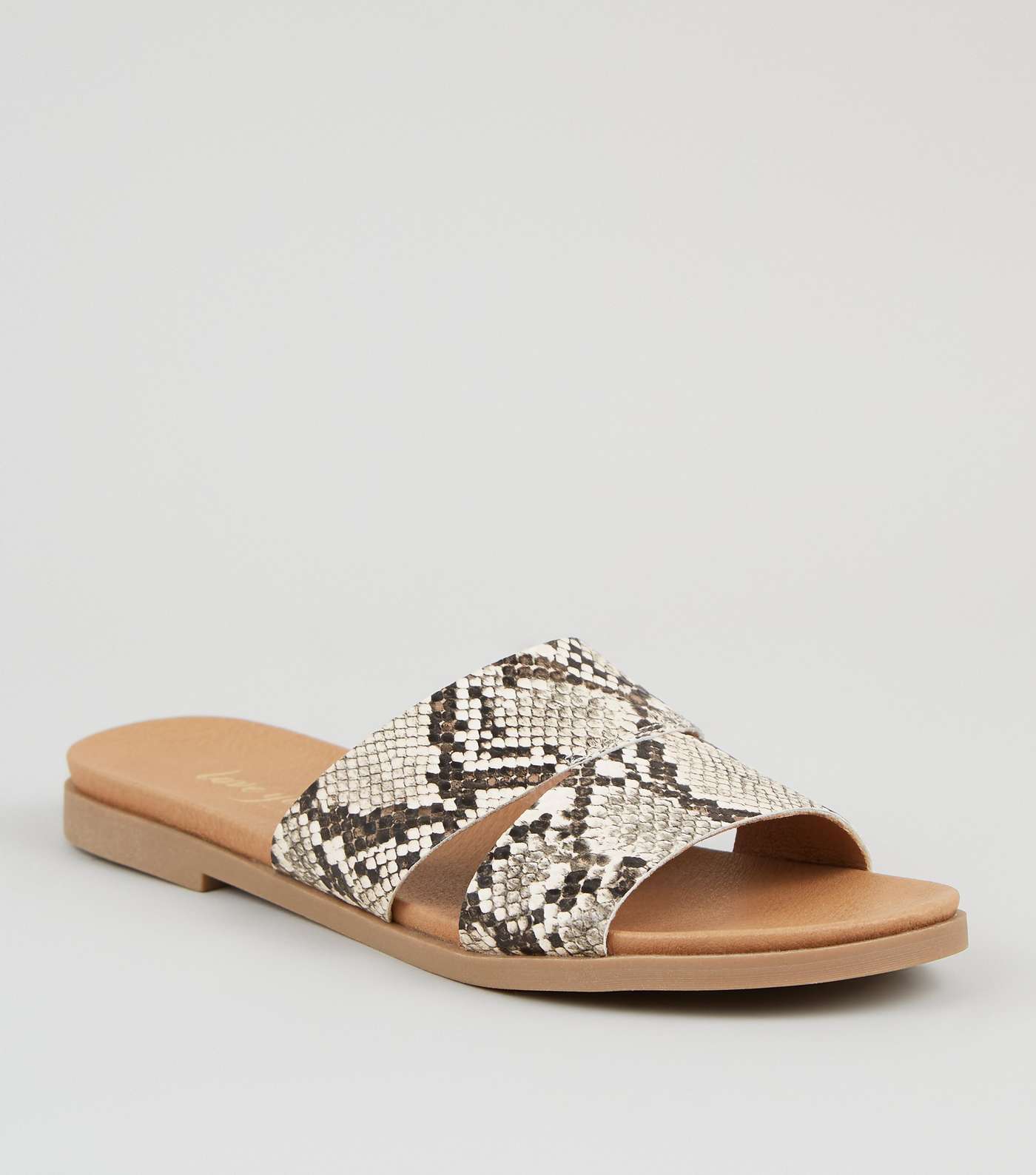 Stone Faux Snake Footbed Sliders