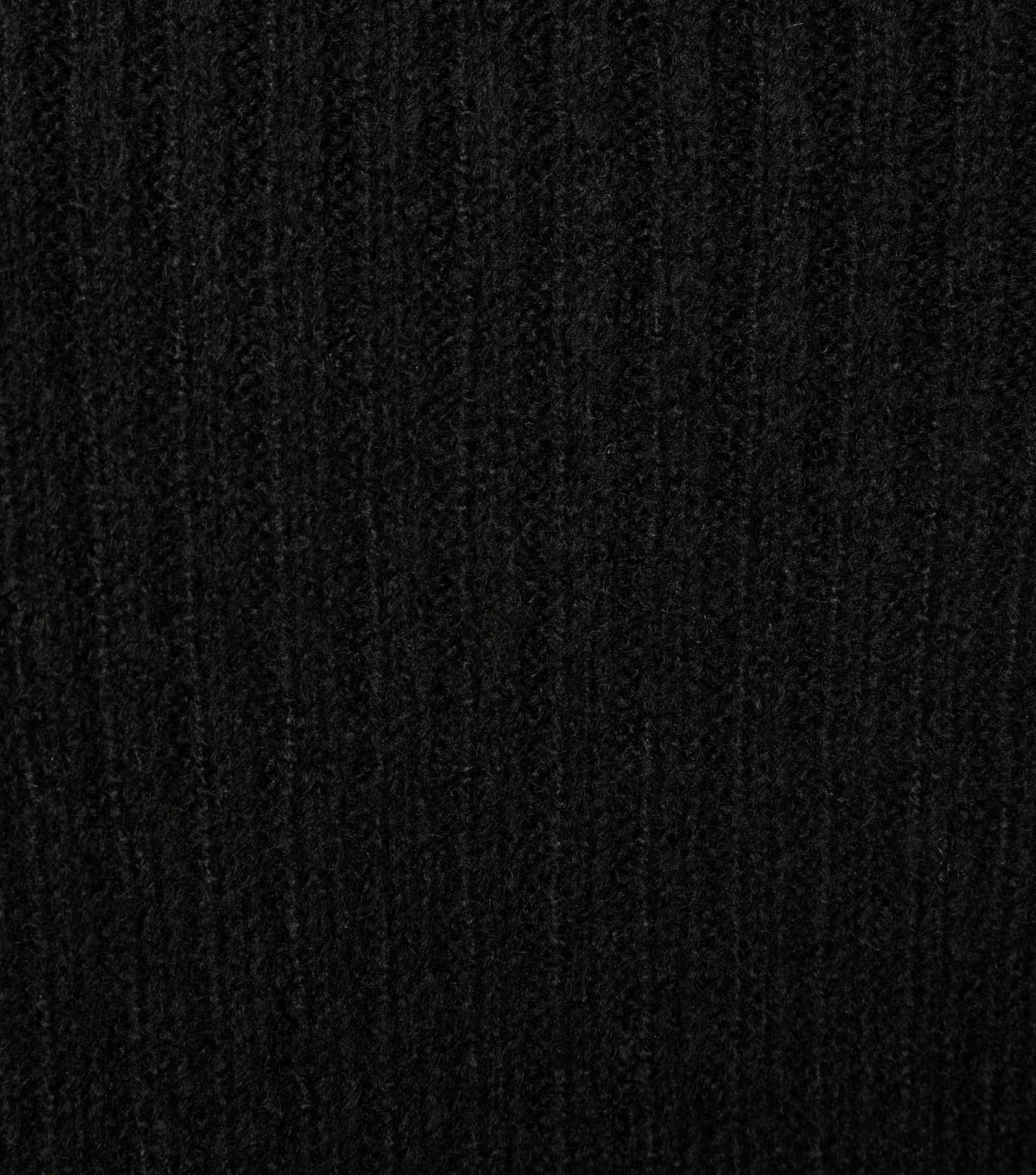 Black Ribbed V Neck Longline Jumper Image 6