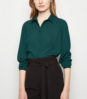 Dark Green Long Sleeve Shirt | New Look