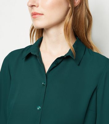 Dark Green Long Sleeve Shirt | New Look