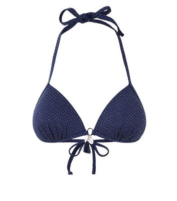 navy triangle bikini top