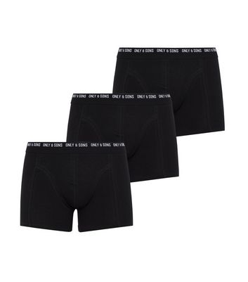Image of Only & Sons 3 Pack Black Boxers New Look