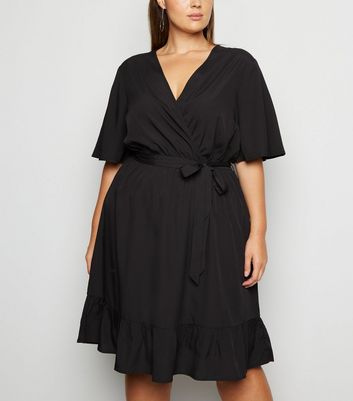 new look black wrap dress