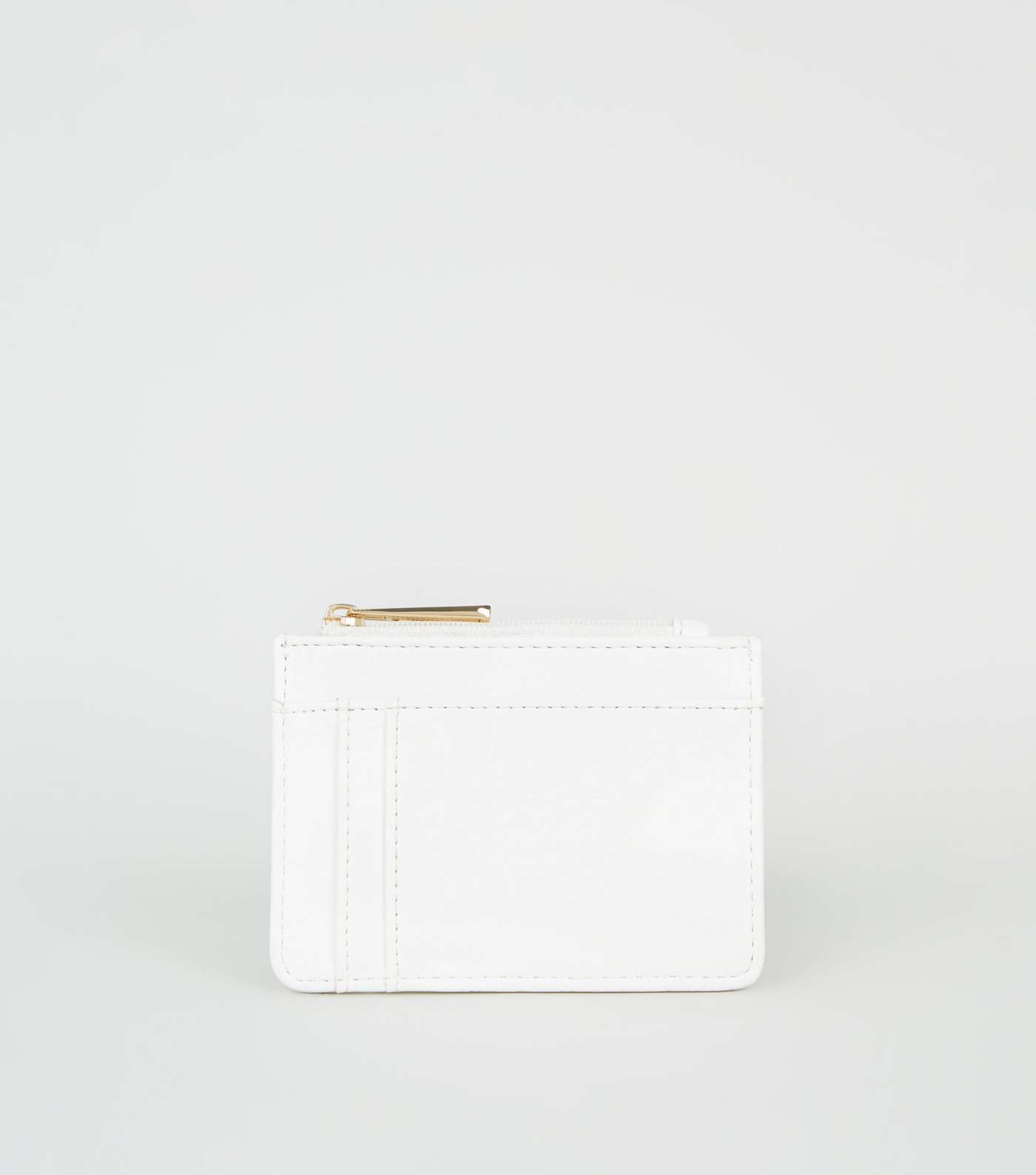 White Leather-Look Quilted Card Holder Image 3