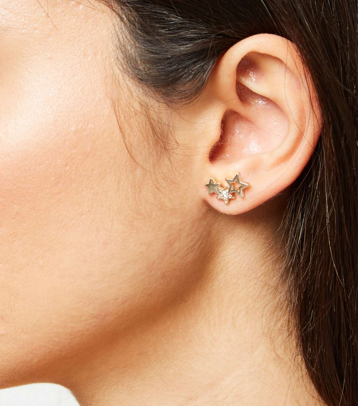 Gold Star Stud Earrings Image 2