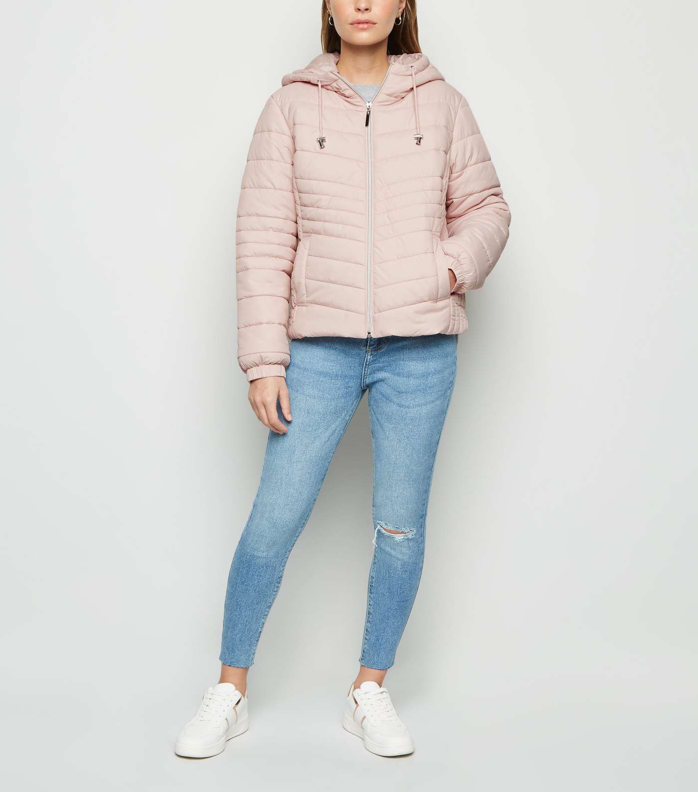 Petite Pale Pink Hooded Lightweight Puffer Jacket Image 2