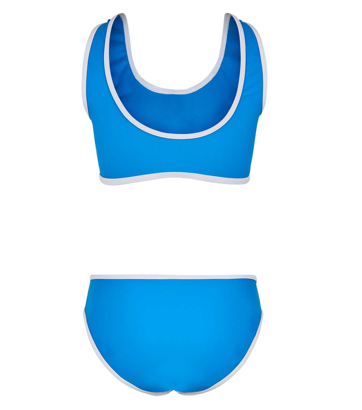 Girls Blue Colour Block Crop Bikini Set Image 2
