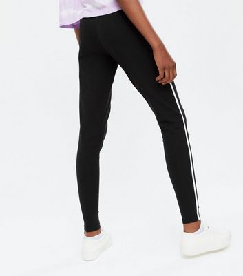 Girls Black Side Stripe Leggings | New Look