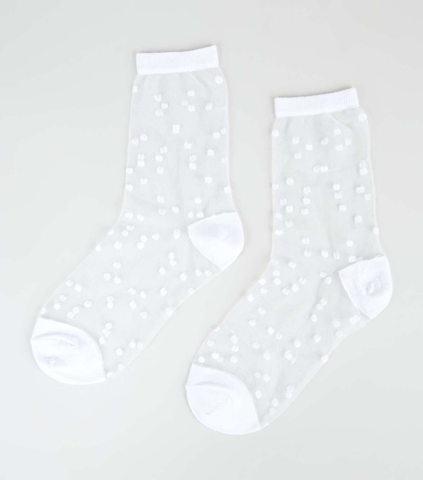 White Mesh Polka Dot Socks 