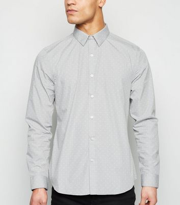 grey polka dot shirt
