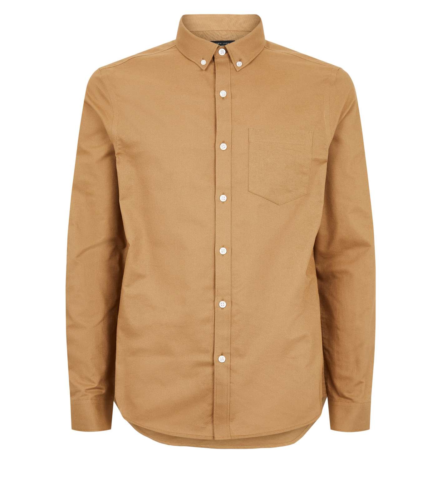 Tan Woven Long Sleeve Oxford Shirt Image 4