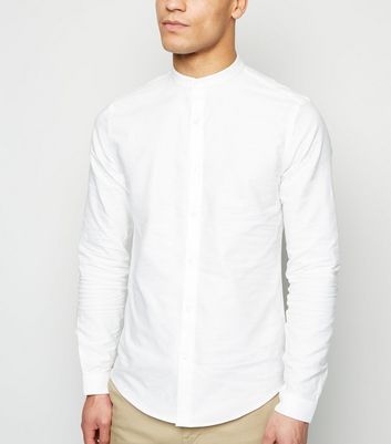 White Long Sleeve Grandad Oxford Shirt 
