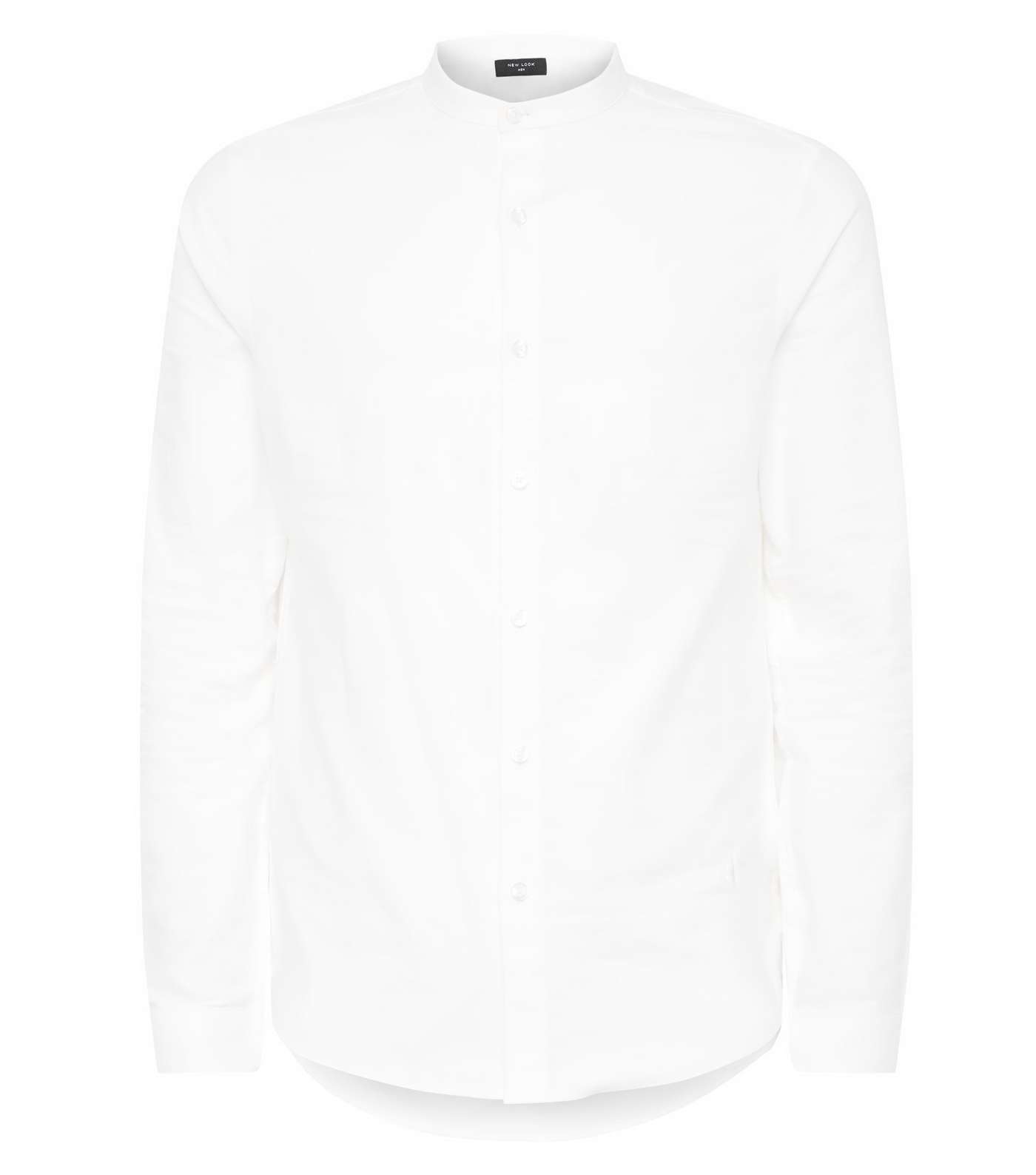 White Long Sleeve Grandad Oxford Shirt Image 4