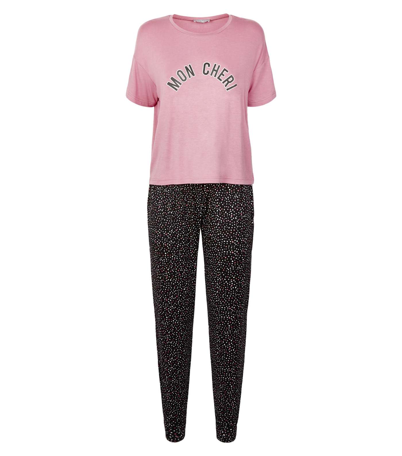 Pink Spot Mon Cheri Slogan Soft Touch Pyjama Set  Image 4