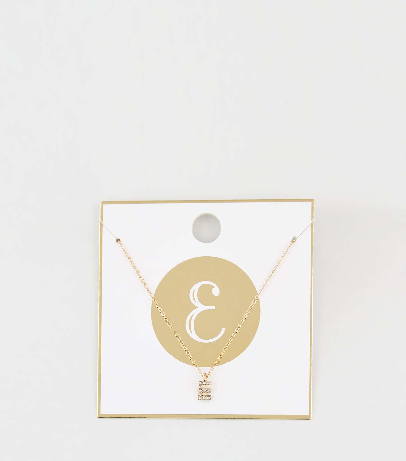 Gold Diamanté E Initial Necklace Image 4