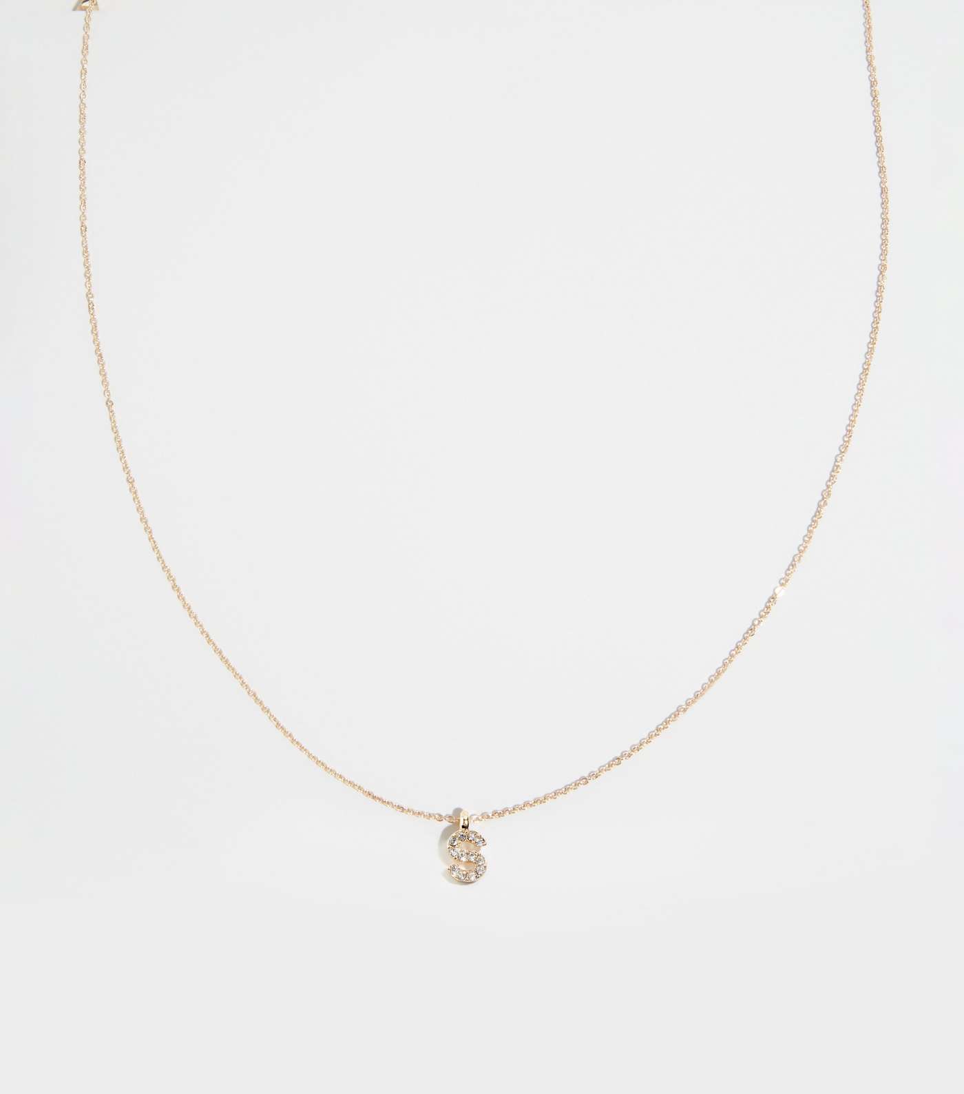 Gold Diamanté S Initial Necklace