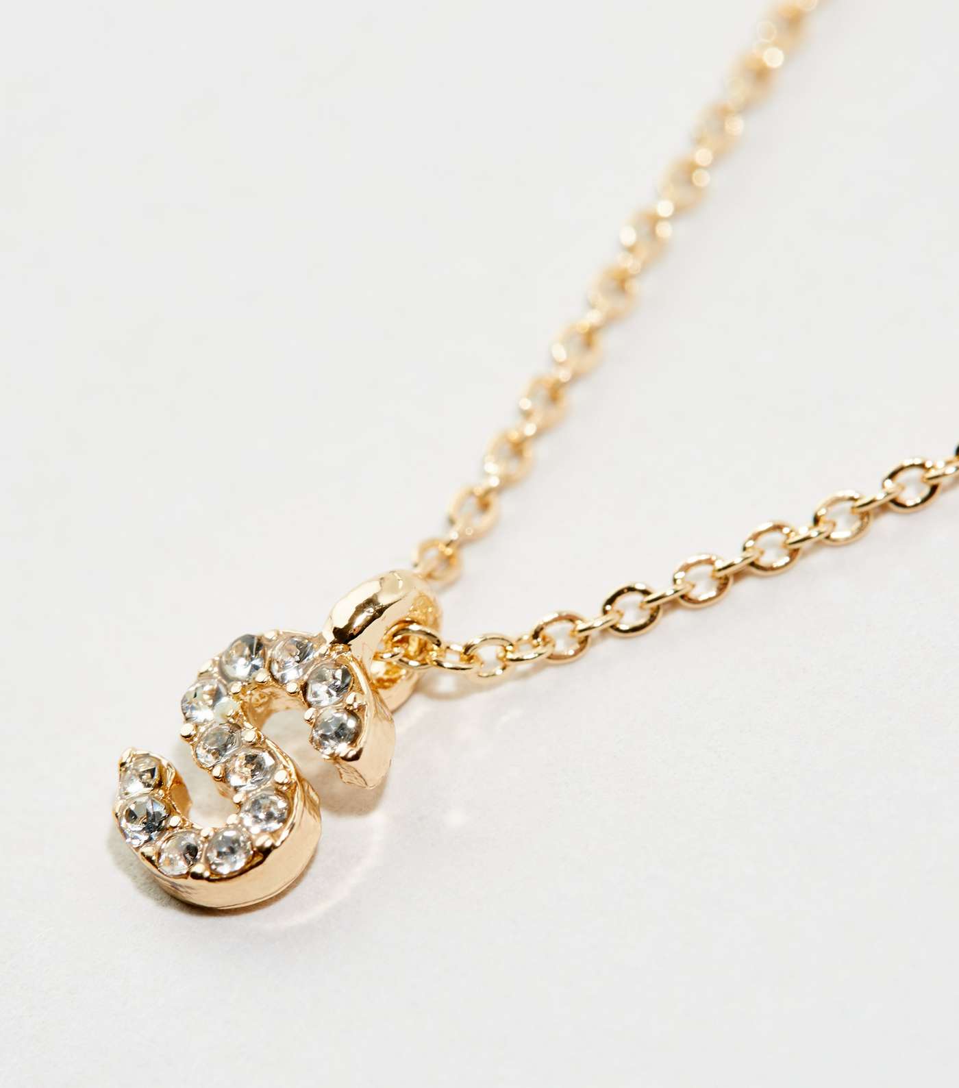 Gold Diamanté S Initial Necklace Image 3