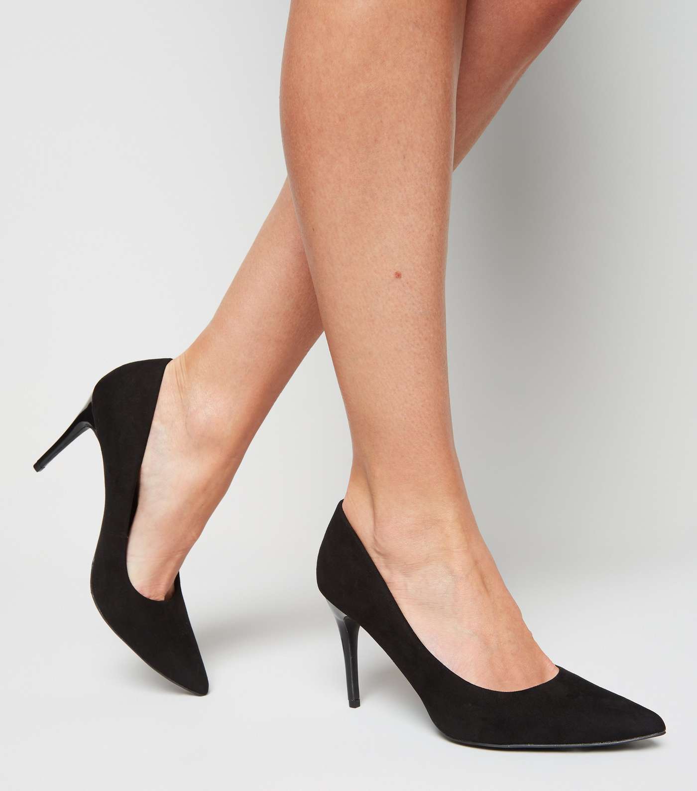 Black Suedette Stiletto Court Shoes Image 2