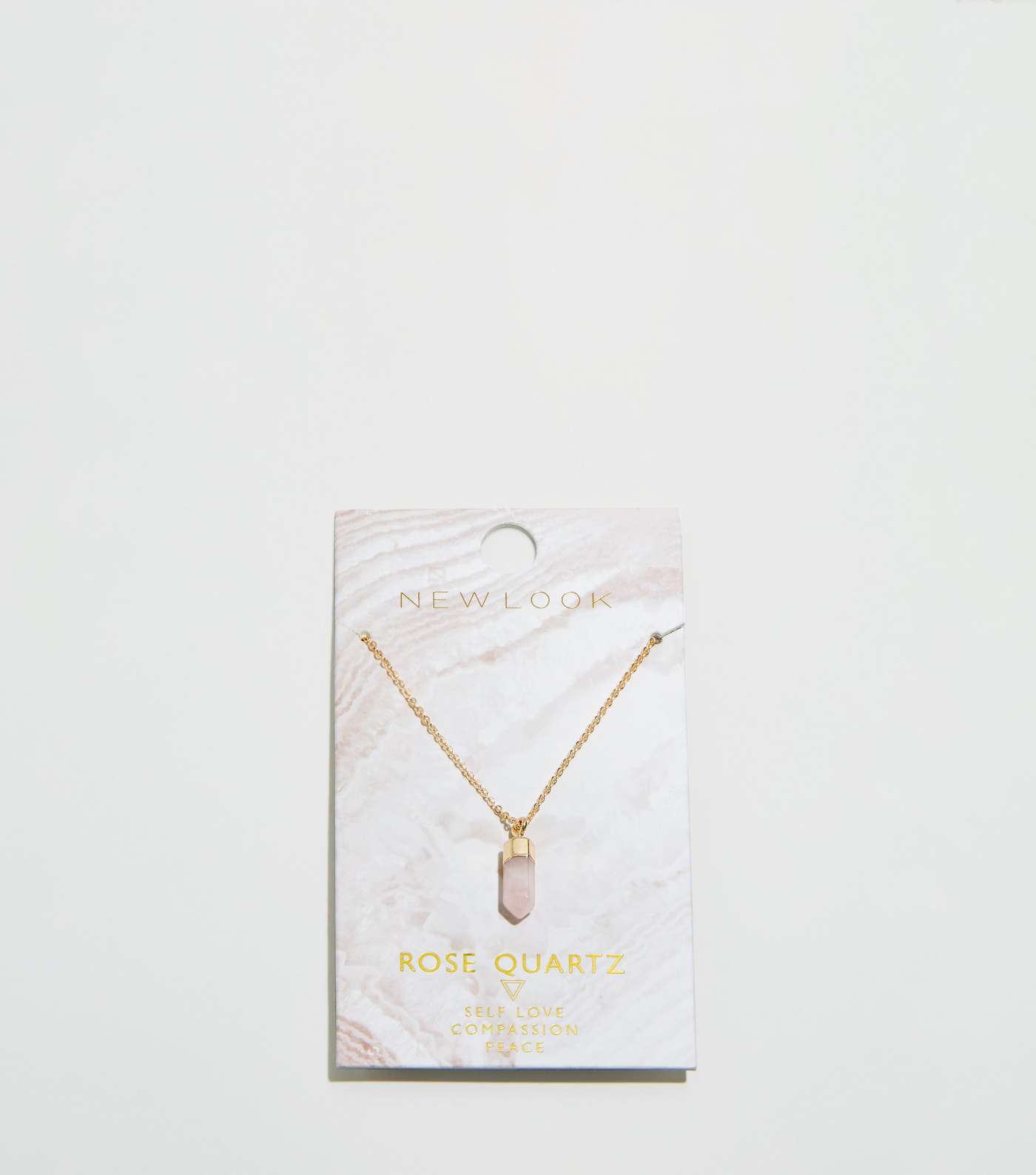 Gold Semi Precious Rose Quartz Pendant Necklace Image 4