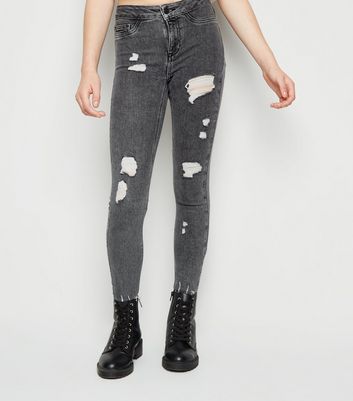 new look grey ripped jeans
