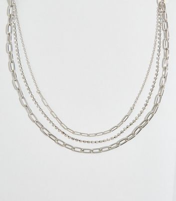 triple chain necklace silver