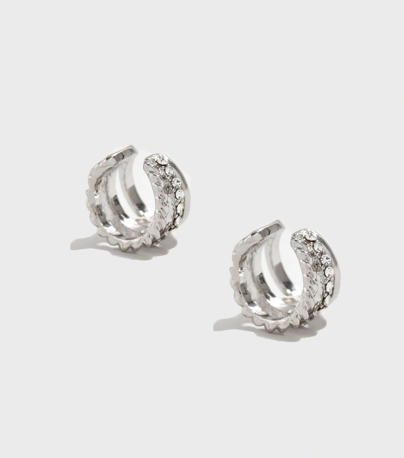 Silver Triple Layered Diamanté Ear Cuffs 