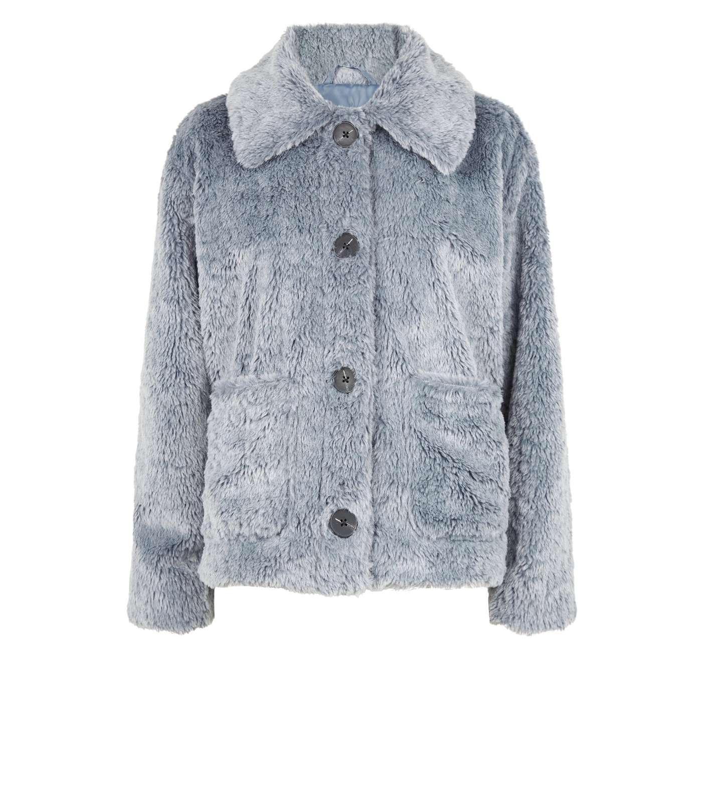 Urban Bliss Pale Blue Teddy Collared Jacket Image 4