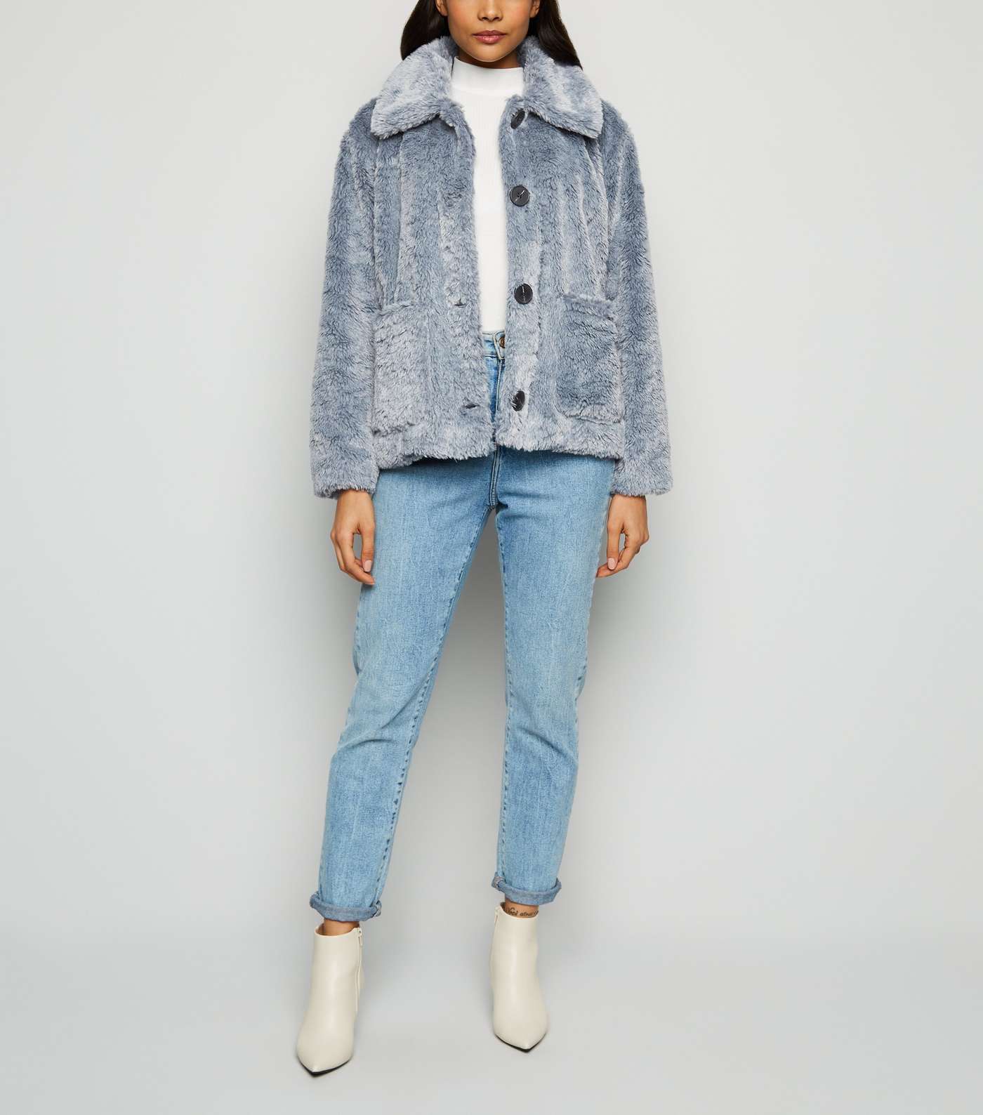 Urban Bliss Pale Blue Teddy Collared Jacket Image 2