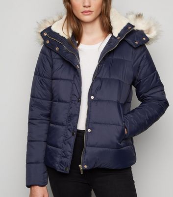 Veste fausse fourrure bleu marine online femme