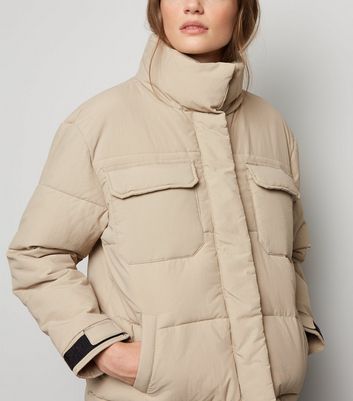 Stone cropped puffer outlet jacket