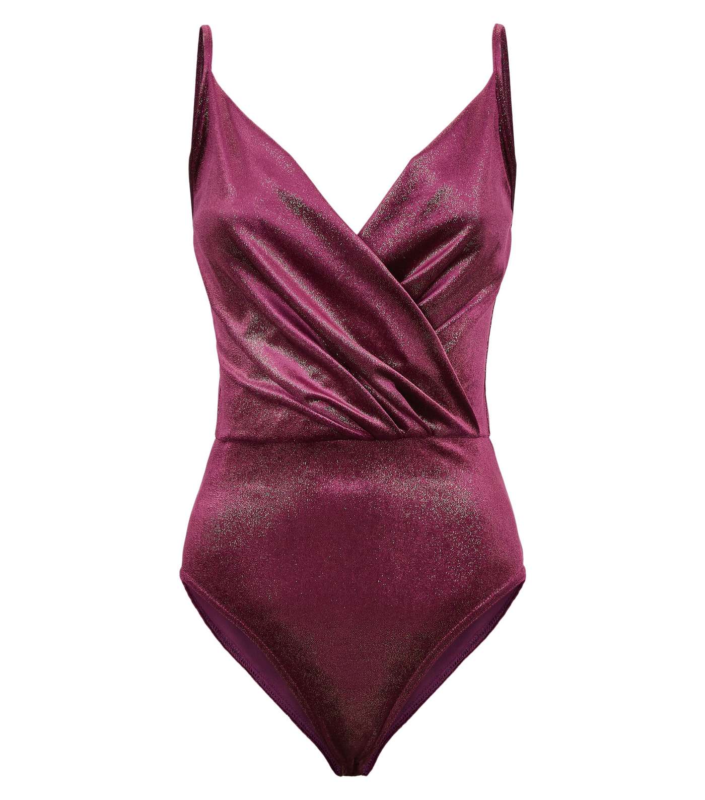Purple Velvet Glitter Wrap Bodysuit Image 4
