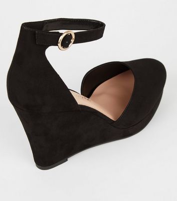 wide fit black wedges