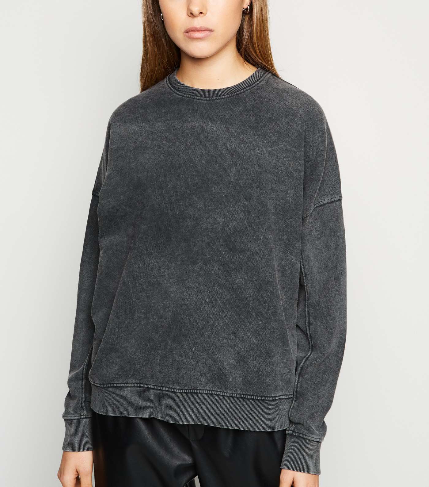 Dark Grey Acid Wash Sweatshirt