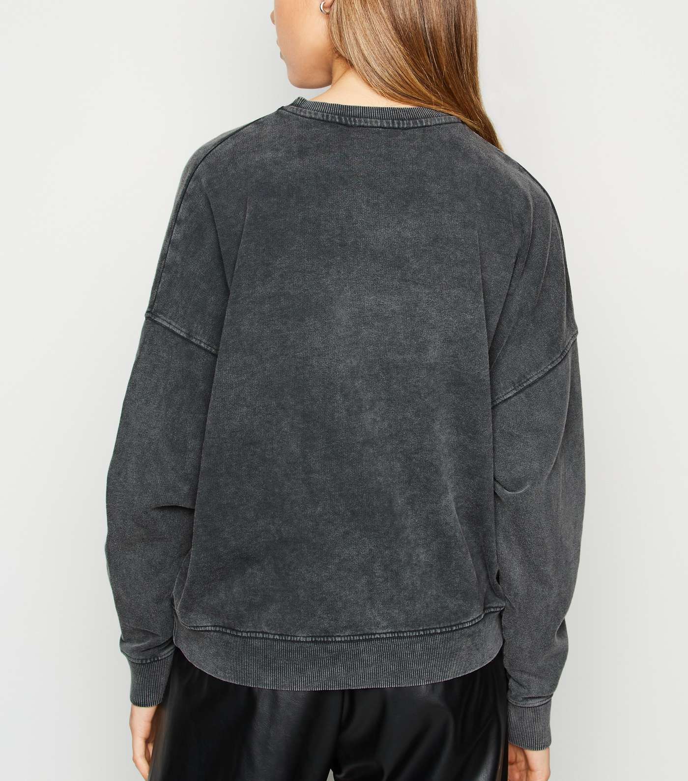 Dark Grey Acid Wash Sweatshirt Image 3
