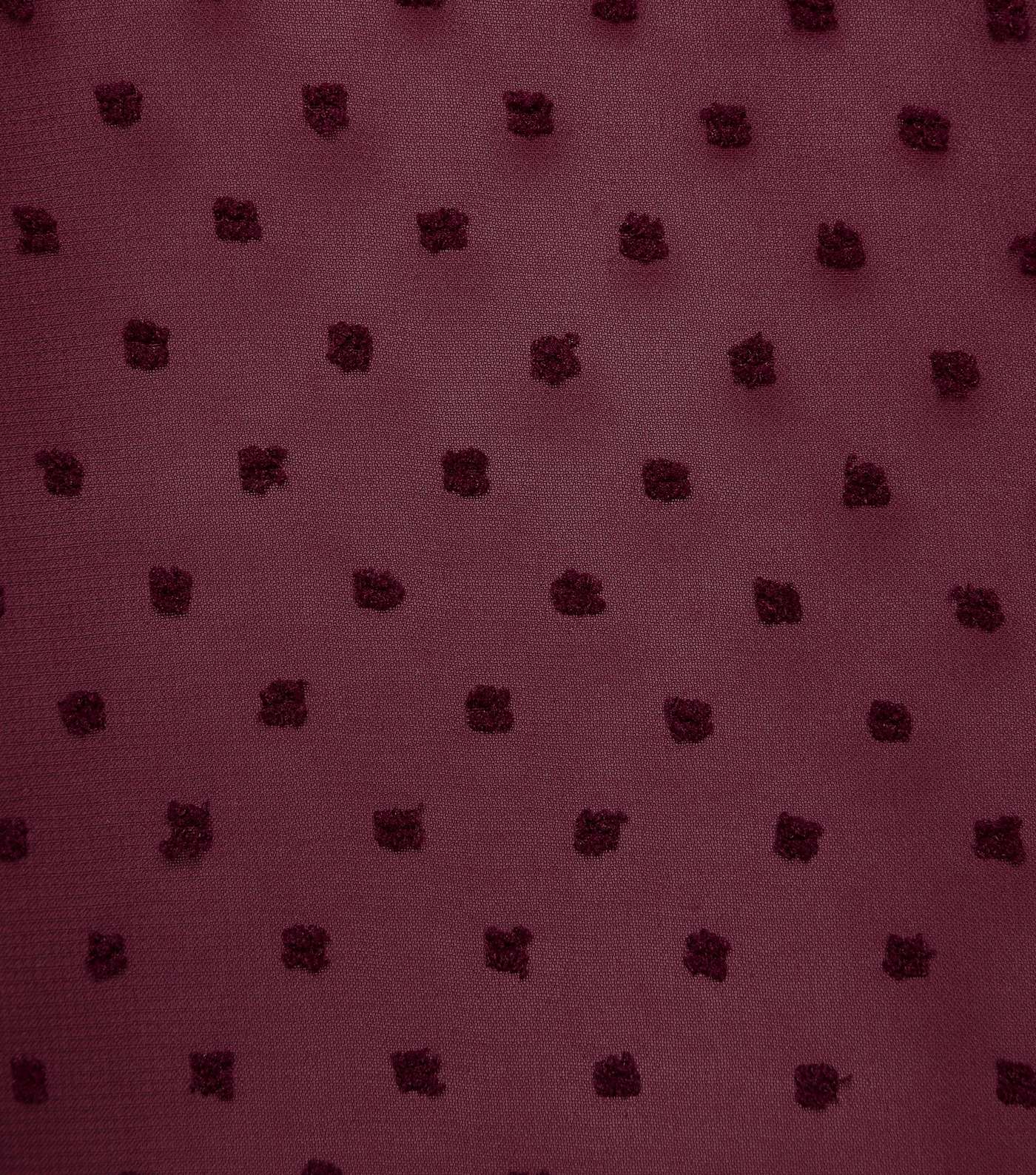 Burgundy Spot Puff Sleeve Blouse  Image 6