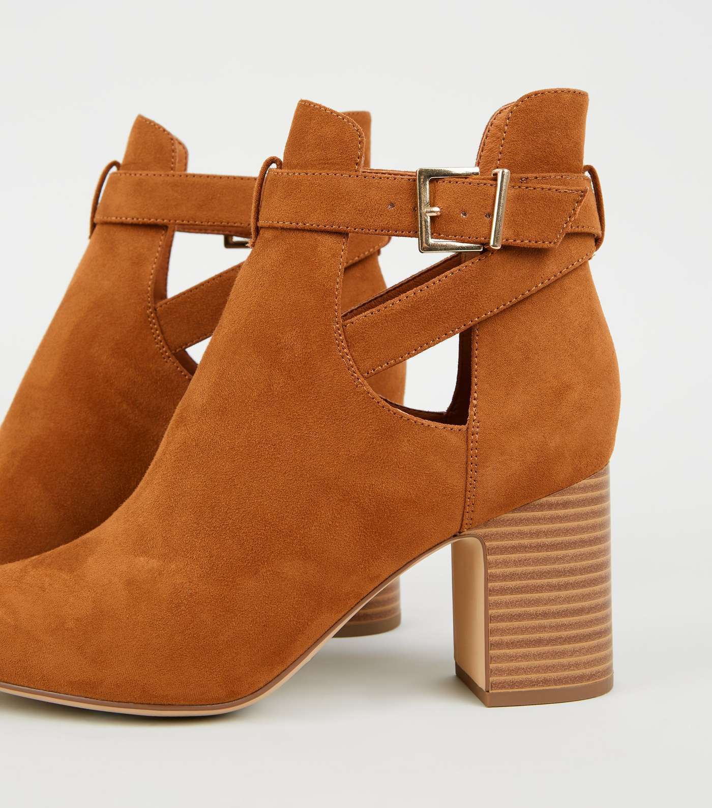 Tan Suedette Pointed Cut Out Boots Image 4