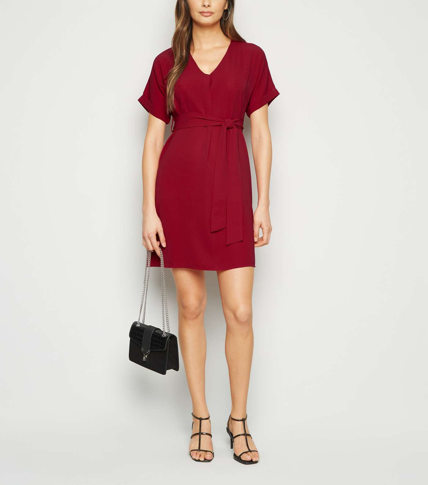 Tall Red Belted Tunic Dress Image 2