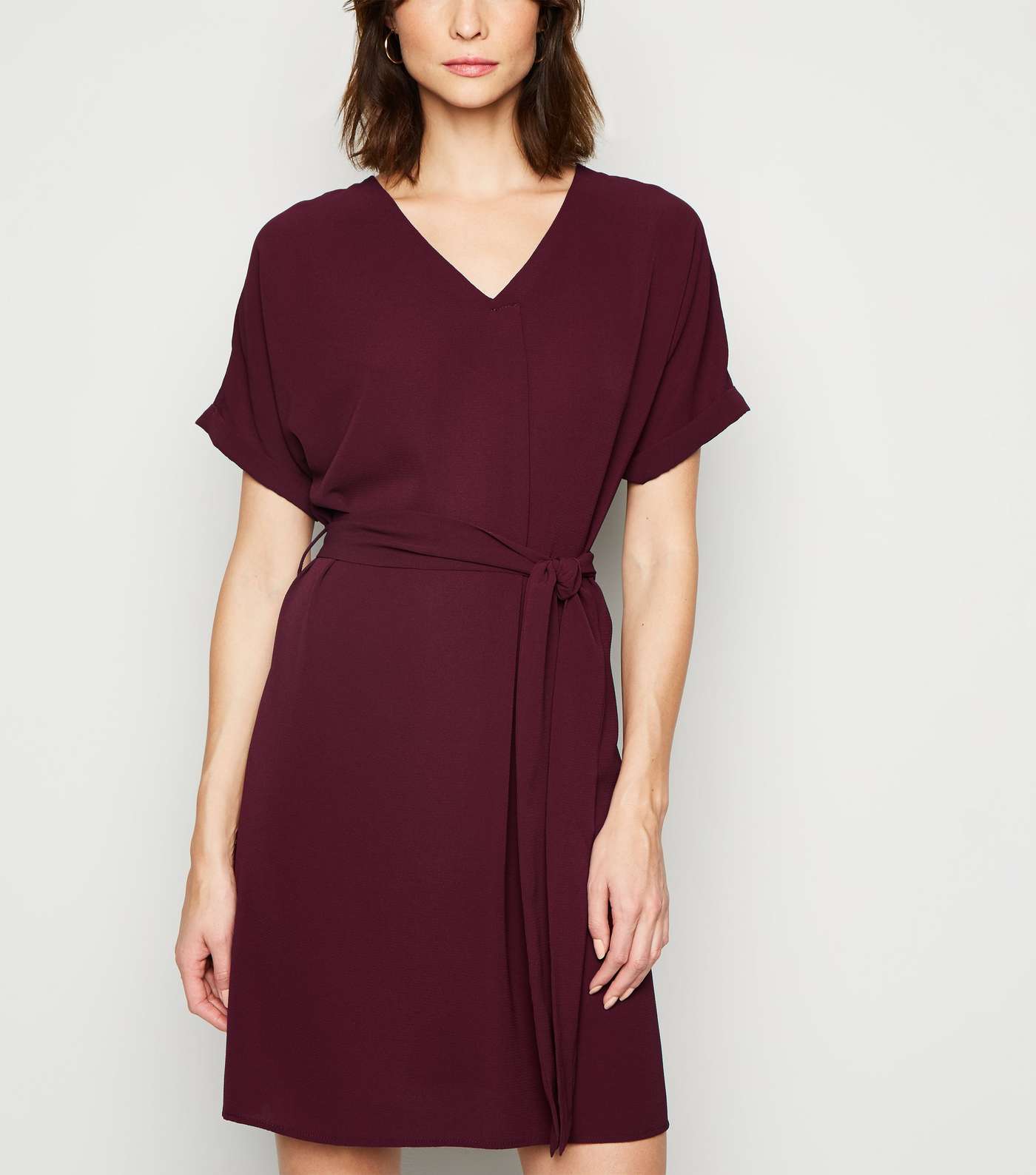Tall Burgundy Belted Tunic Dress